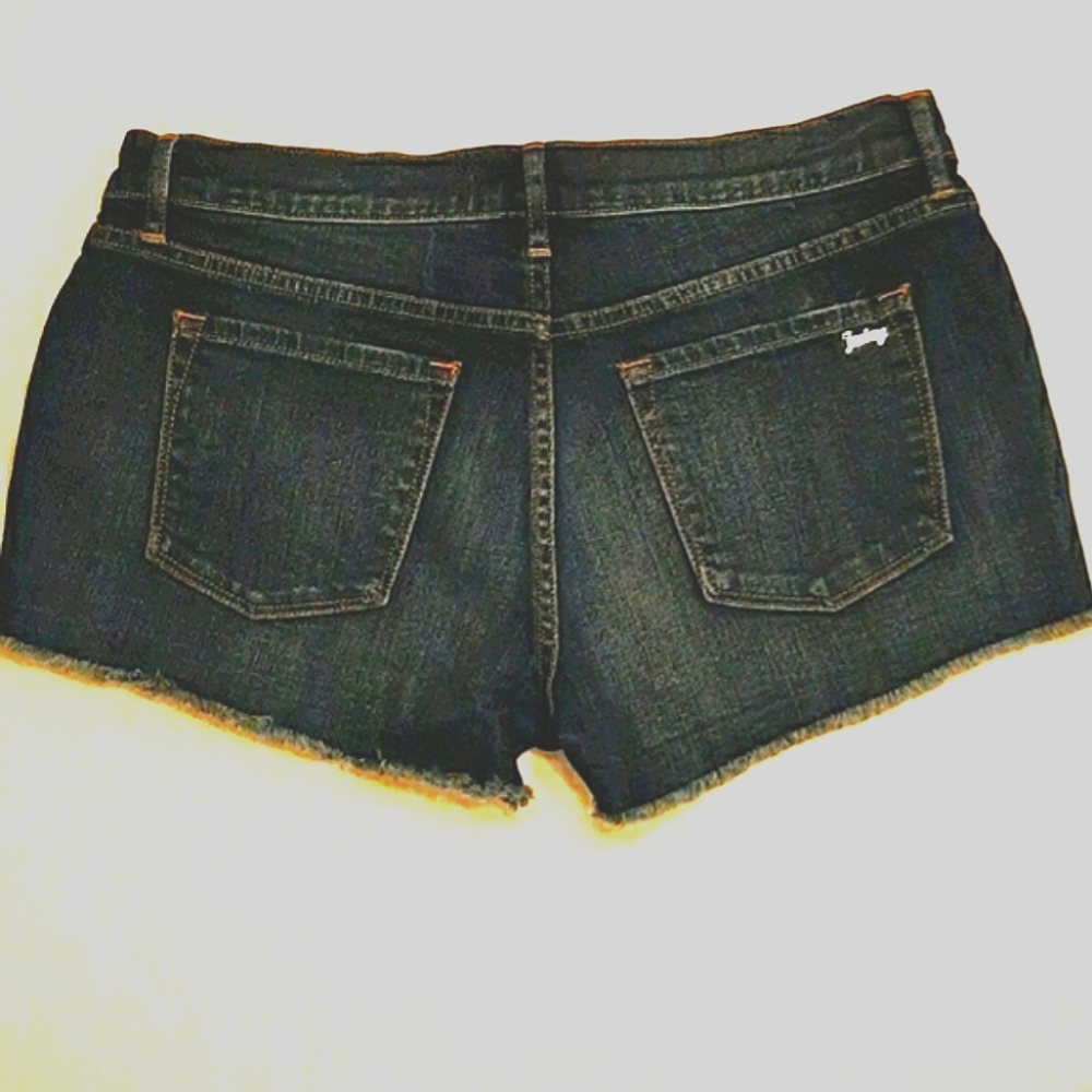 NWOT Juicy Couture dark denim fringe shorts